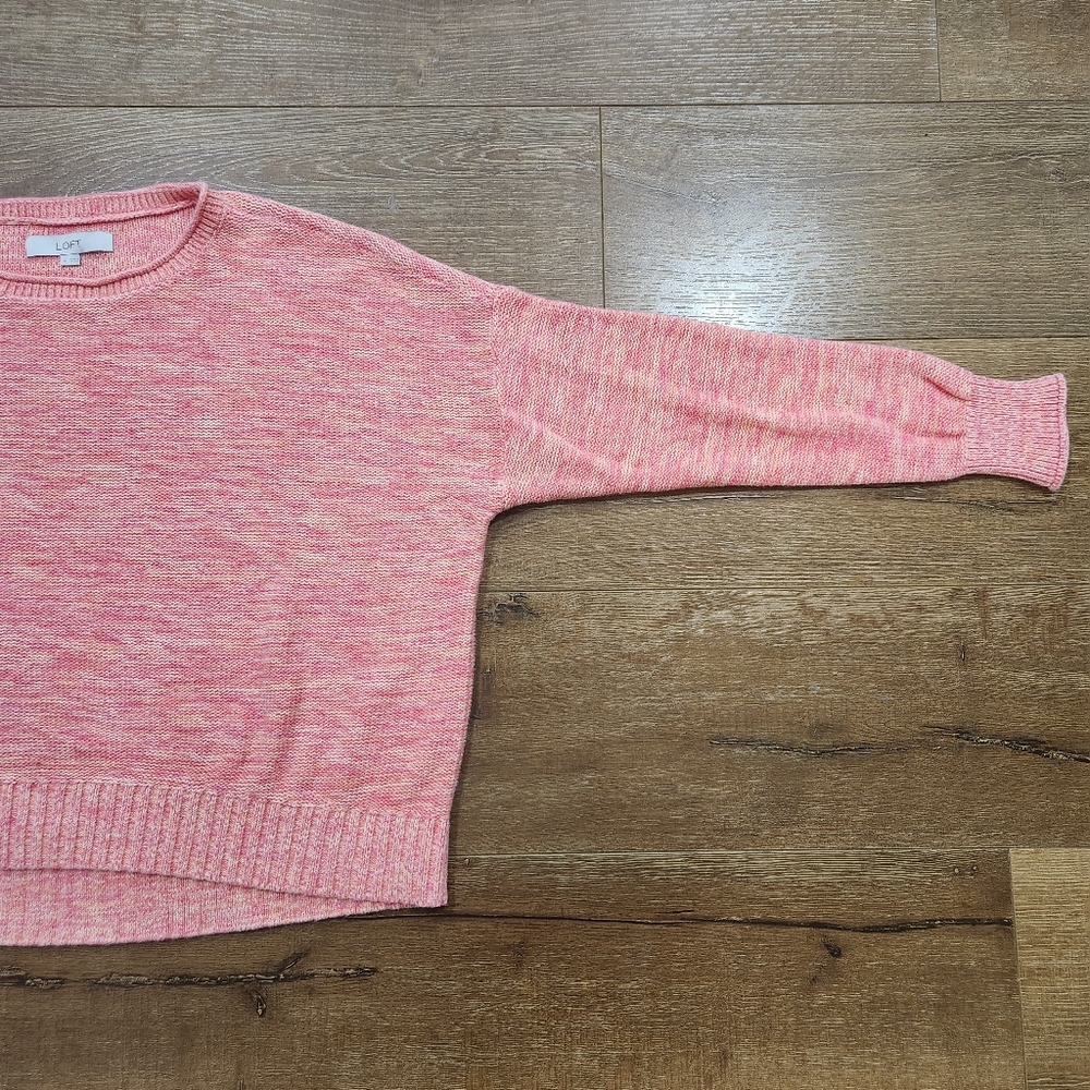 Loft women's coral cotton drop shoulder Sweater sz XL minimalistcore bohocore - Picture 4 of 9